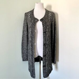 Old Navy Women’s Wool Blend Knit Long Cardigan Button Front Sweater Gray Size M